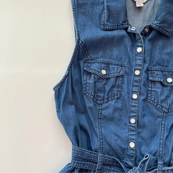 GUESS Chambray Blue Sleeveless Summer Mini Dress with Tie Size XS - Picture 3 of 11